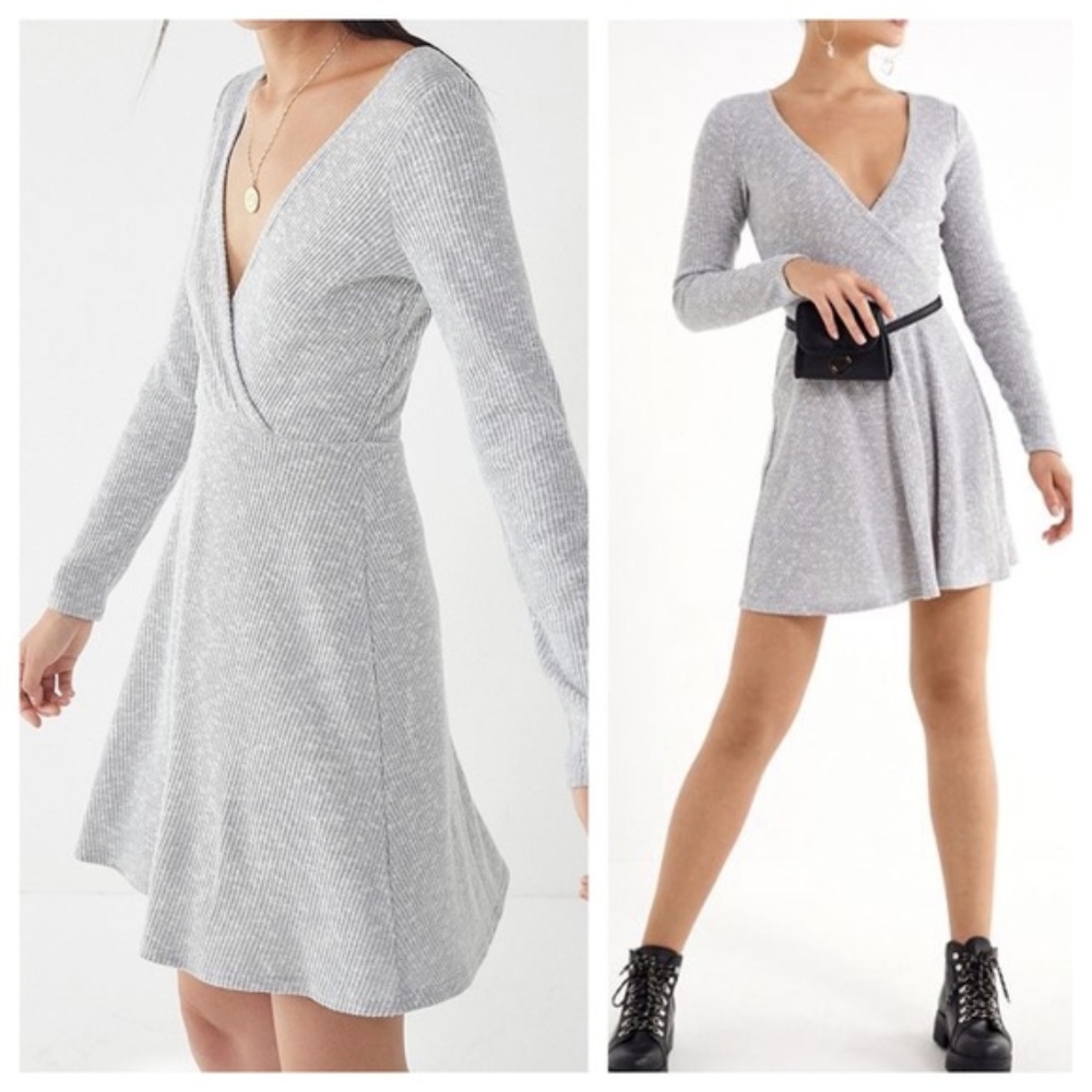 NWOT UO Cozy V-Neck Wrap Soft Knit Swing Dress